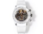 TW Factory Rolex Daytona 40*12.4mm 4802 Movement White Rubber Strap Transparent Case Luminous Watch